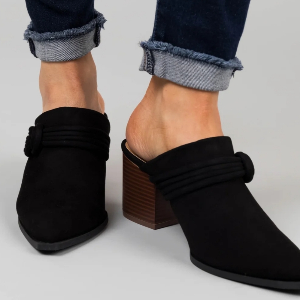Black Nubuck slip on mules NEVER WORN! - Picture 2 of 5